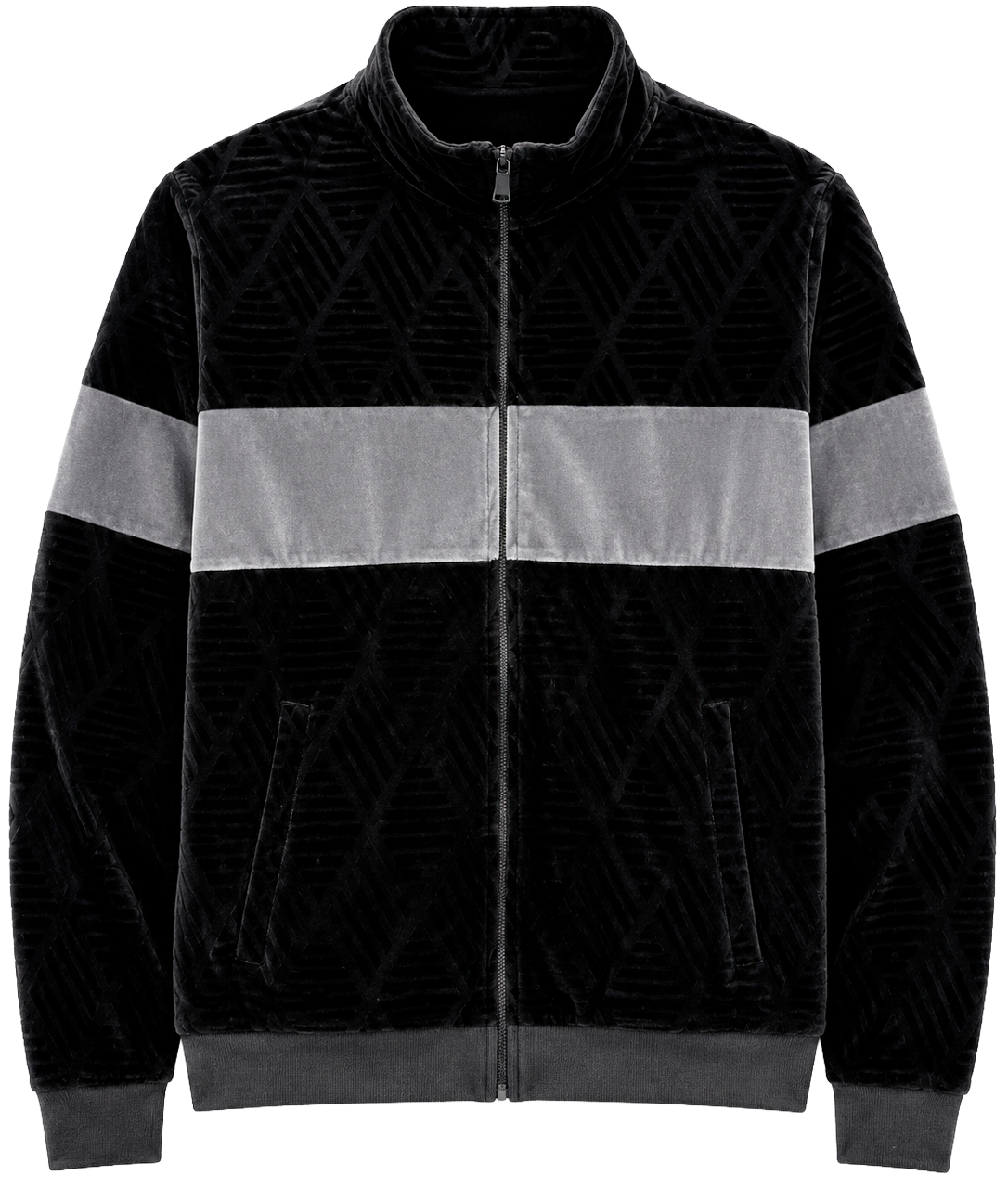RINGSPUN VELOUR ZIP JACKET BLACK - 342-582