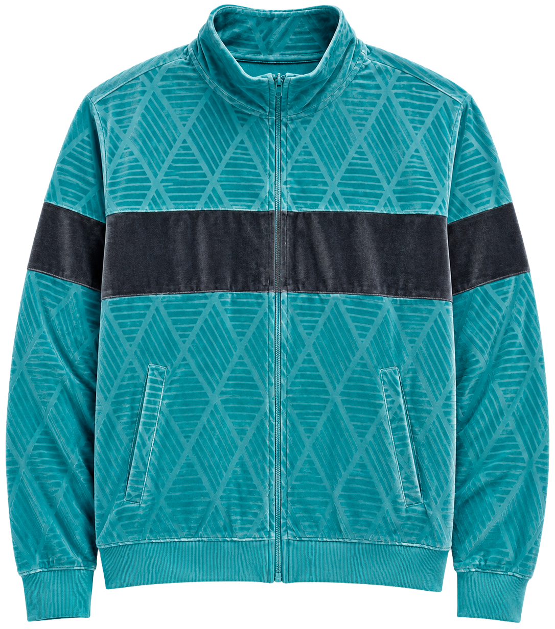 RINGSPUN VELOUR ZIP JACKET ASH BLUE - 342-582