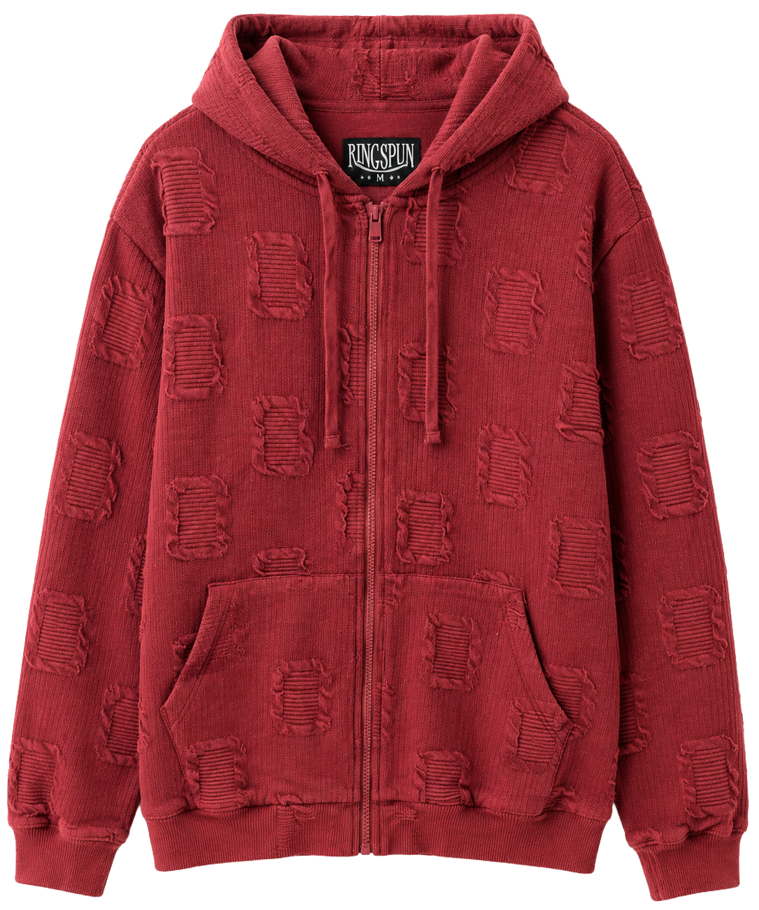 RINGSPUN JACQUARD ZIP JACKET BURGUNDY - 342-586