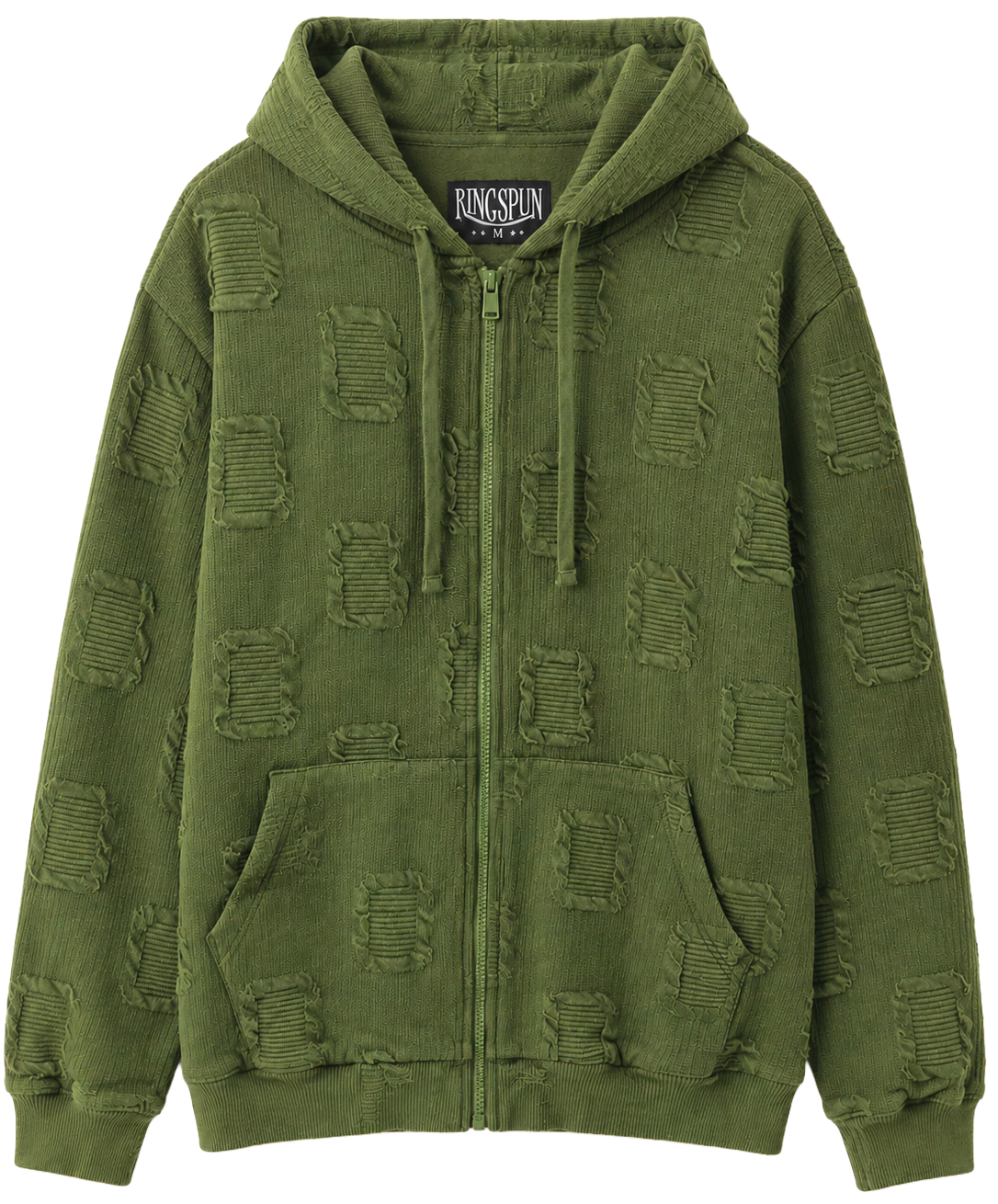 RINGSPUN JACQUARD ZIP JACKET OLIVE - 342-586