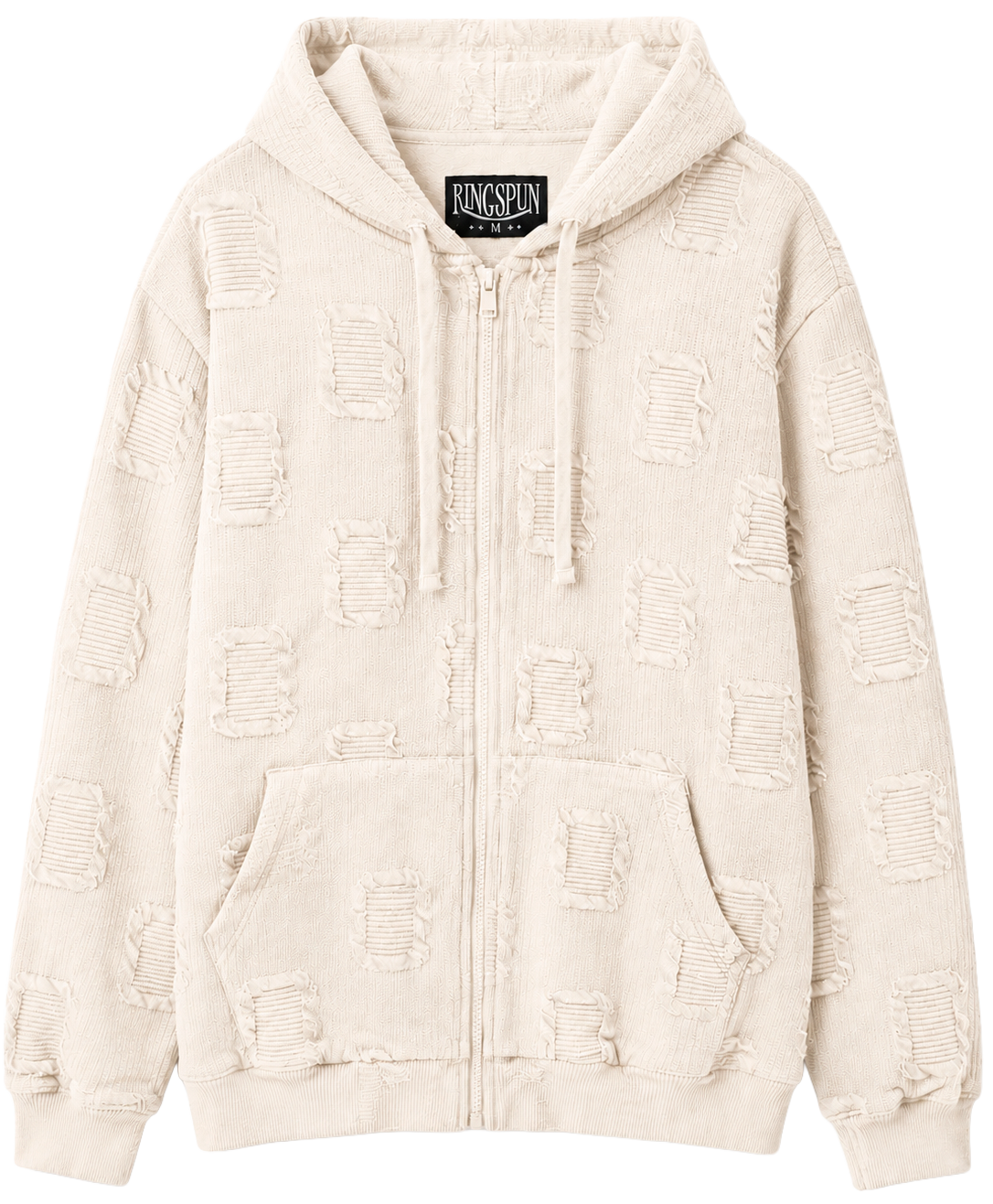 RINGSPUN JACQUARD ZIP JACKET CREAM - 342-586