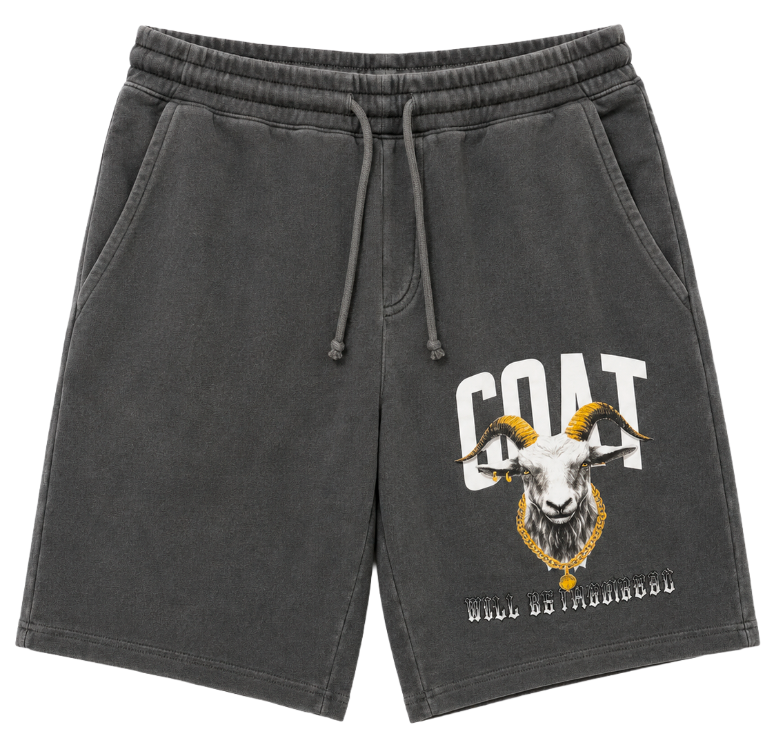 WELL ESTABLISHED GRAPHIC SWEAT SHORTS CHARCOAL - GOAT
