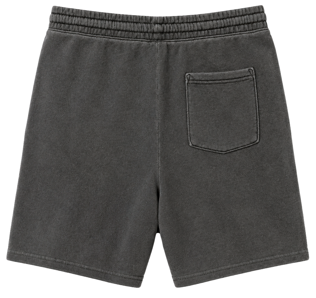 WELL ESTABLISHED GRAPHIC SWEAT SHORTS CHARCOAL - GOAT