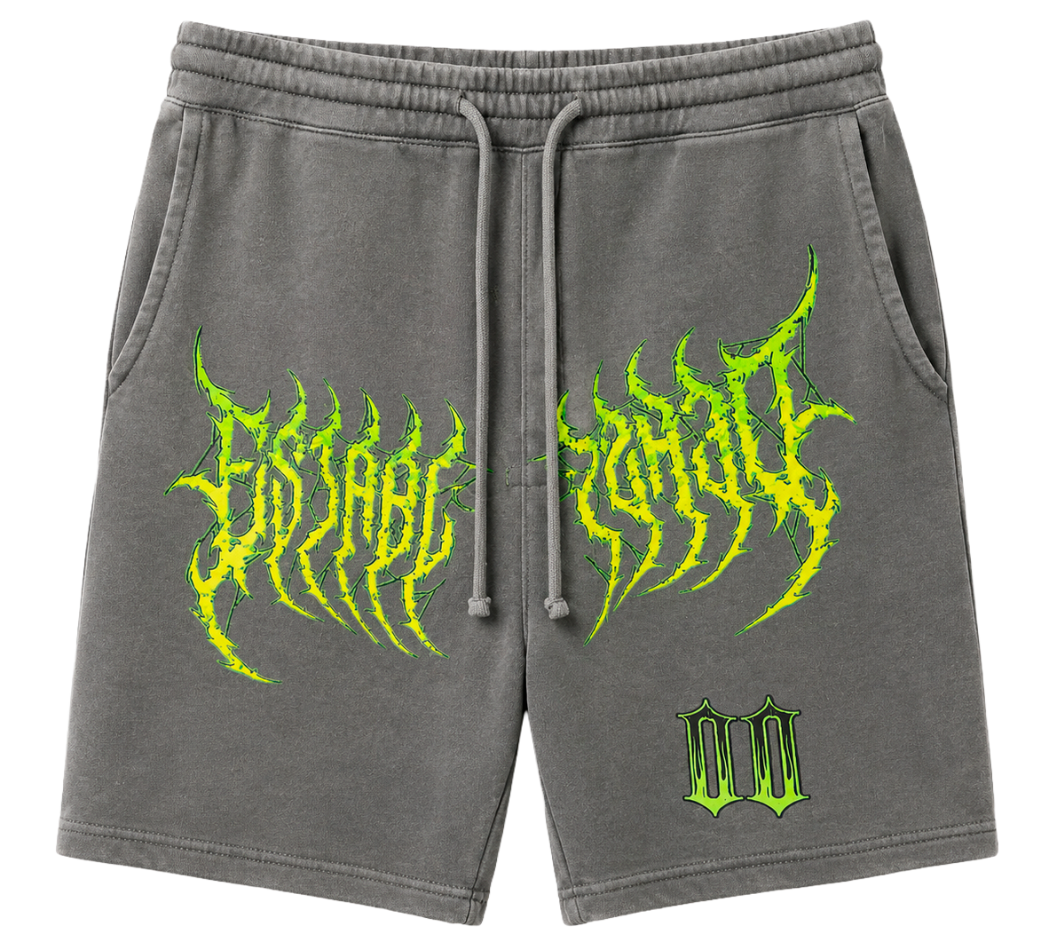 WELL ESTABLISHED GRAPHIC SWEAT SHORTS CHARCOAL - MONGREEN
