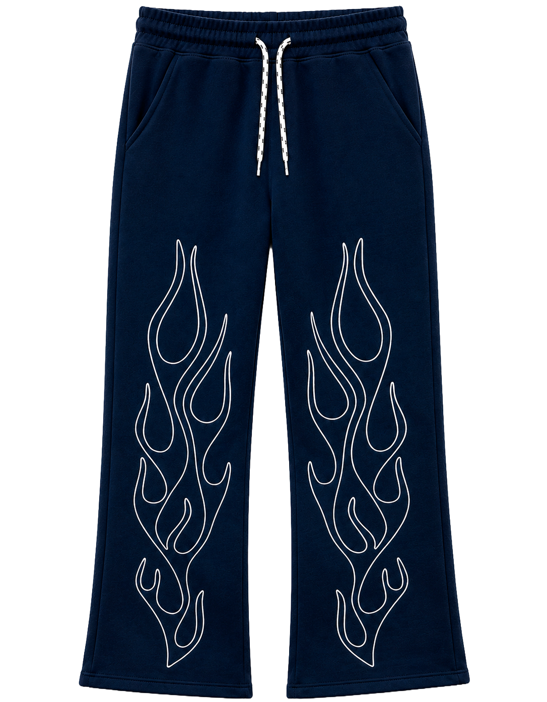 BEZALEL STACKED FLAIR SWEATPANTS NAVY - FLAMES