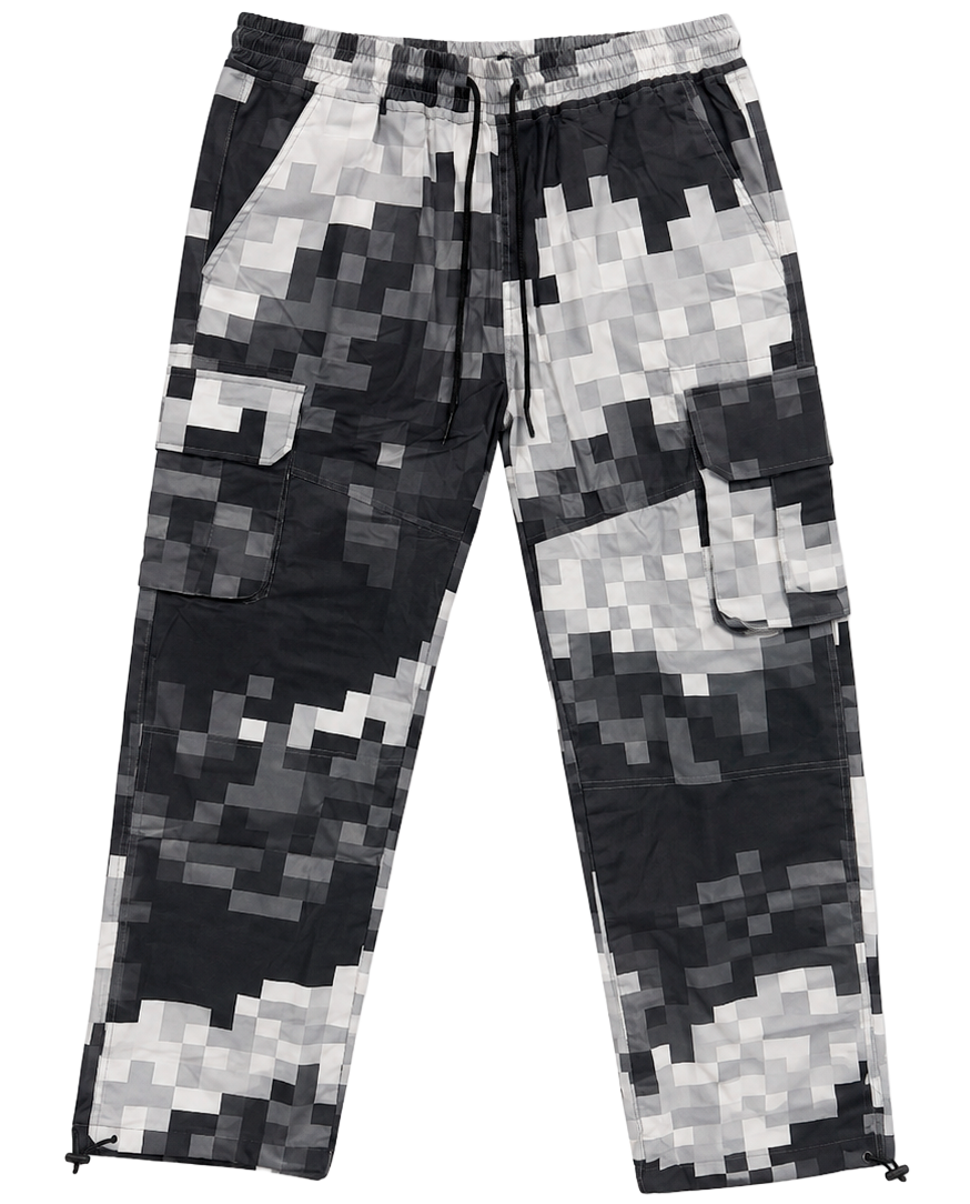 REBEL MINDS DIGITAL CAMO CARGO NYLON PANTS GREY - 142-473