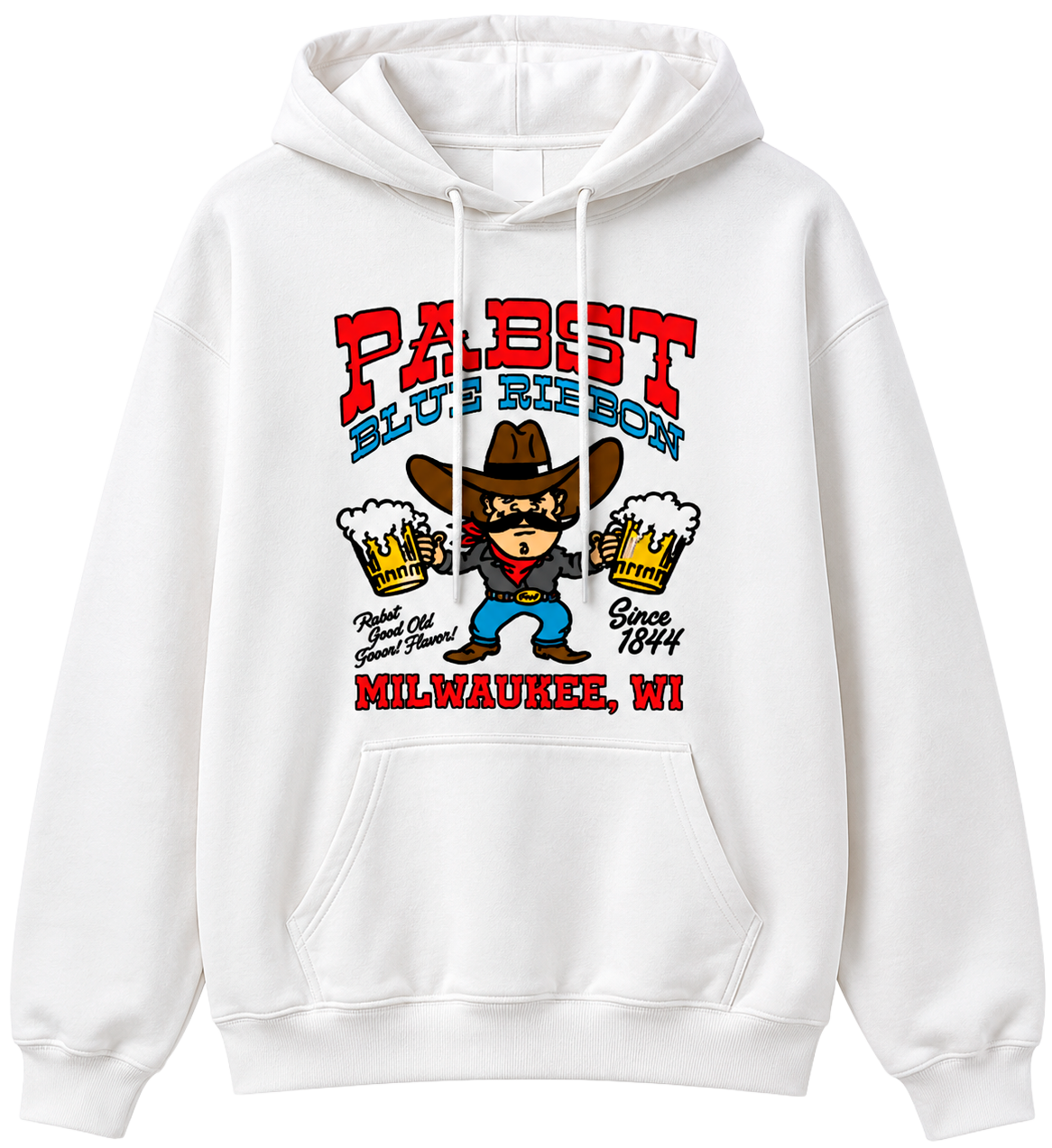 LICENSED PABST BLUE RIBBON HOODIE WHITE - 4PAH2377RC