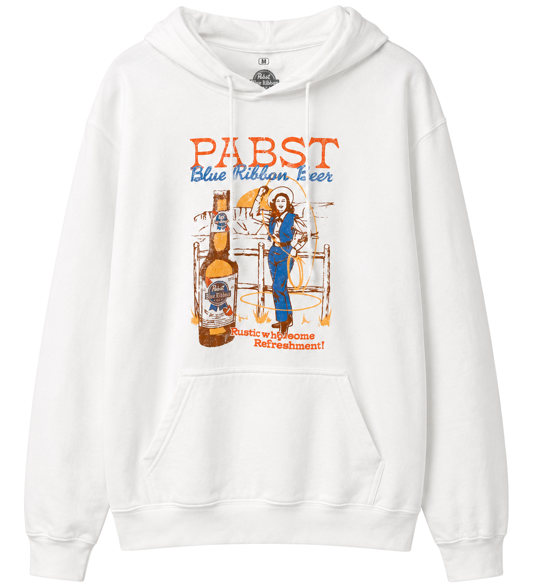 LICENSED PABST BLUE RIBBON HOODIE WHITE - 4PAH2378RC