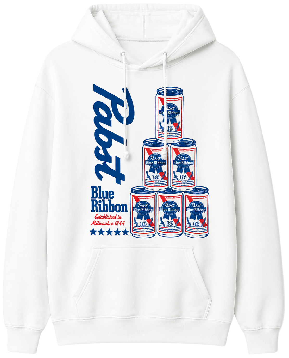 LICENSED PABST BLUE RIBBON HOODIE WHITE - 4PAH2375RC