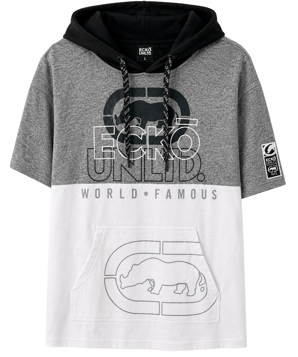 ECKO UNLTD S/S HOODIE SHIRT WHITE - EO12K897