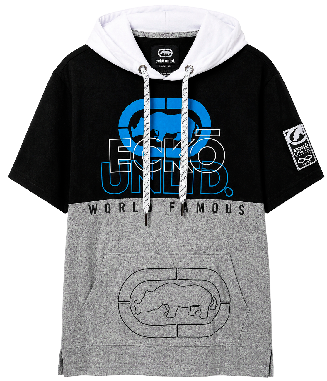 ECKO UNLTD S/S HOODIE SHIRT GREY MARLED - EO12K897