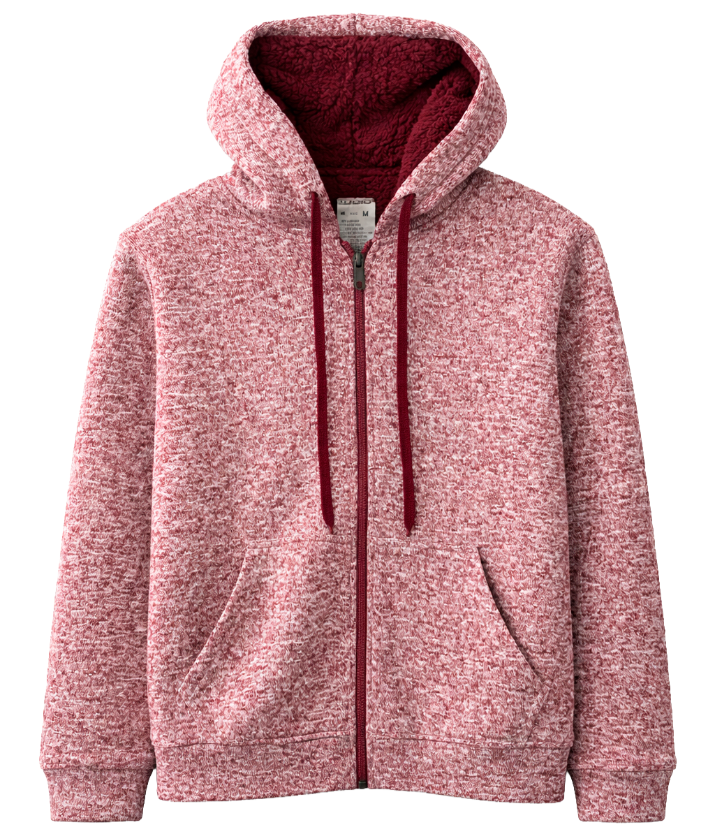 STUDIO ZIP HOODIE JACKET MARLED BURGUNDY - LC182450BR