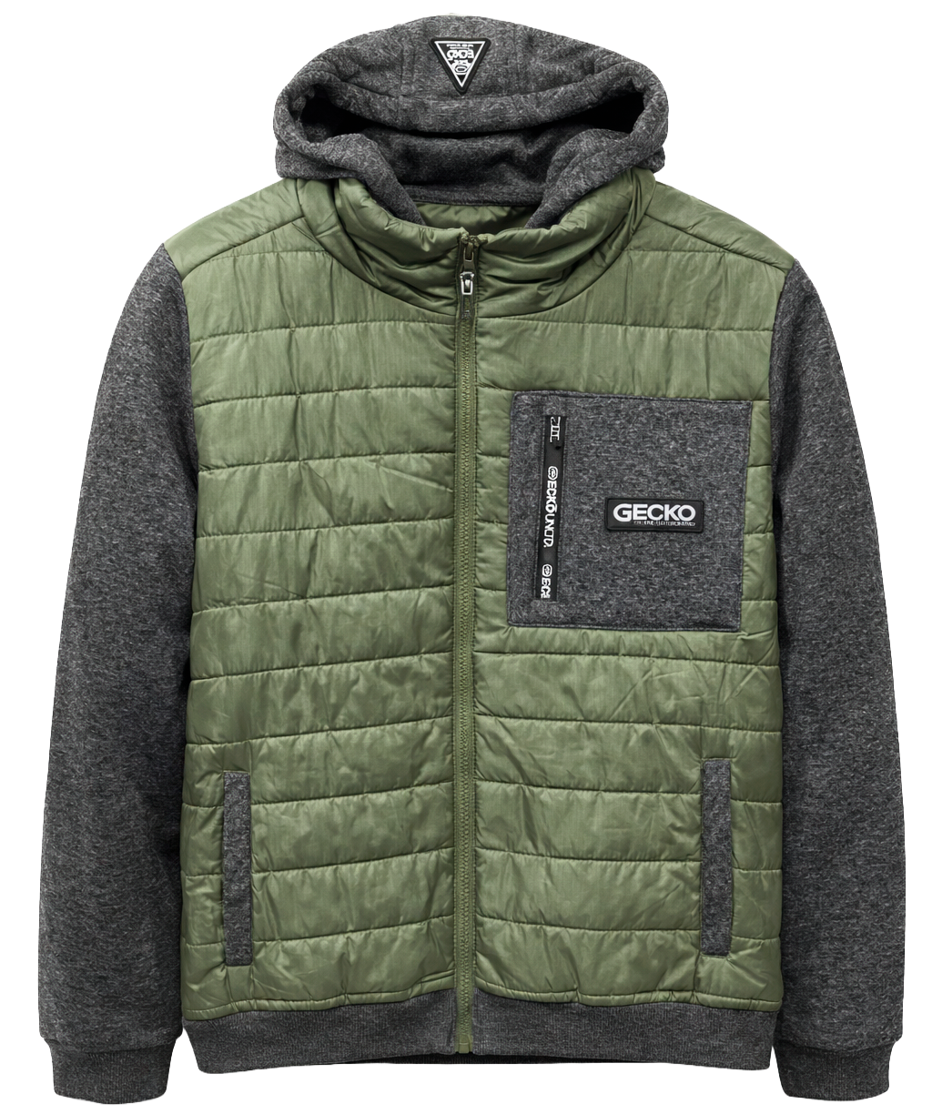 ECKO UNLTD HYBRID HOODIE JACKET OLIVE - EO34O584