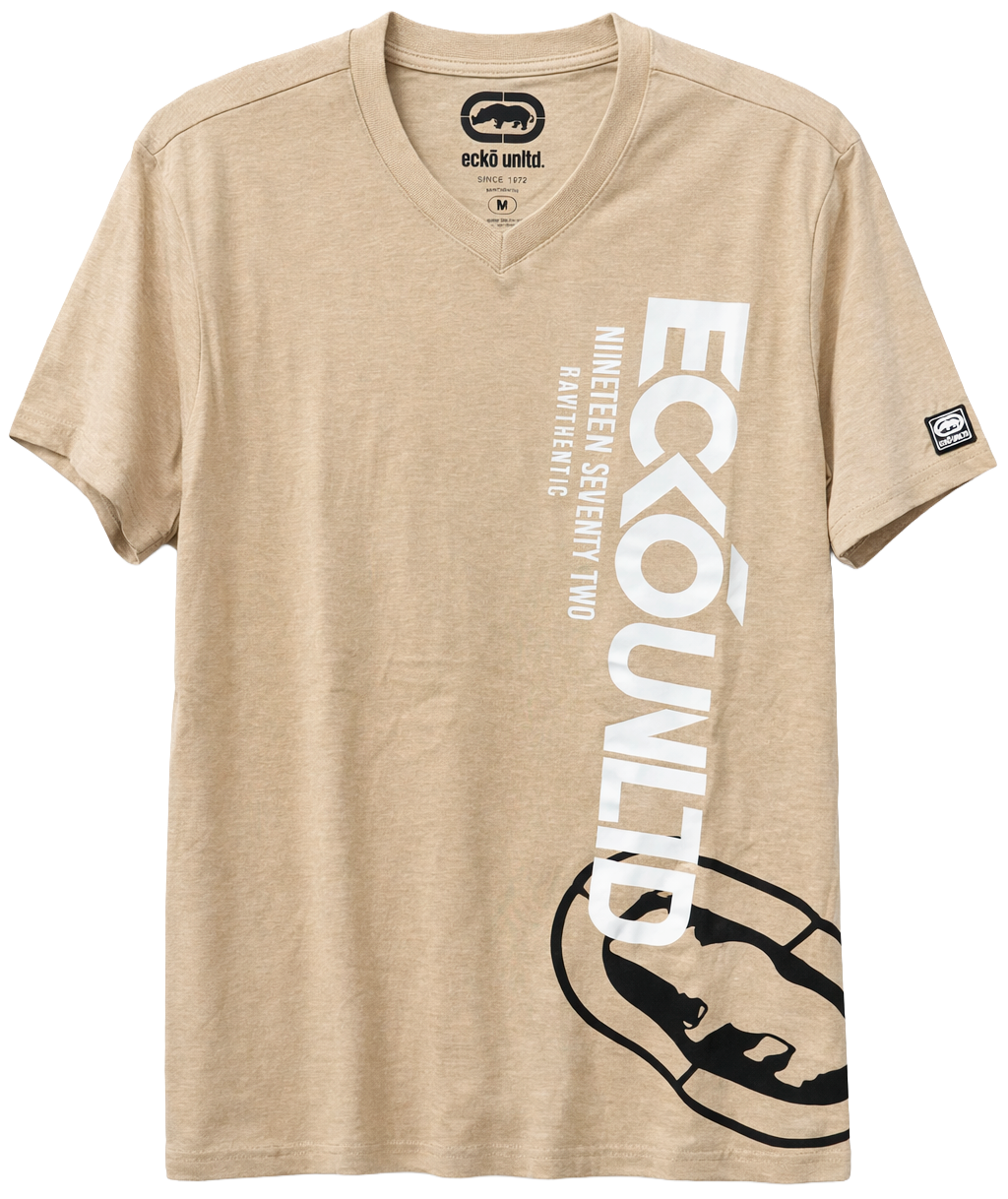ECKO UNLTD S/S V-NECK T-SHIRT OATMEAL HTR - EO13K1110