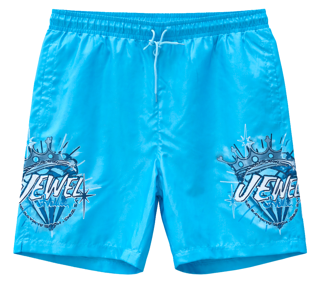 JEWEL HOUSE PLUS SIZE TRACK SHORTS BLUE - JH07B1441