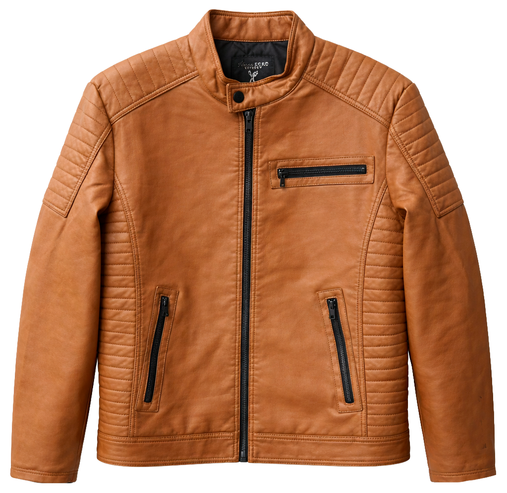 MARK ECKO LEATHER MOTO JACKET COFFEE LIQUER - MK8J0109F4