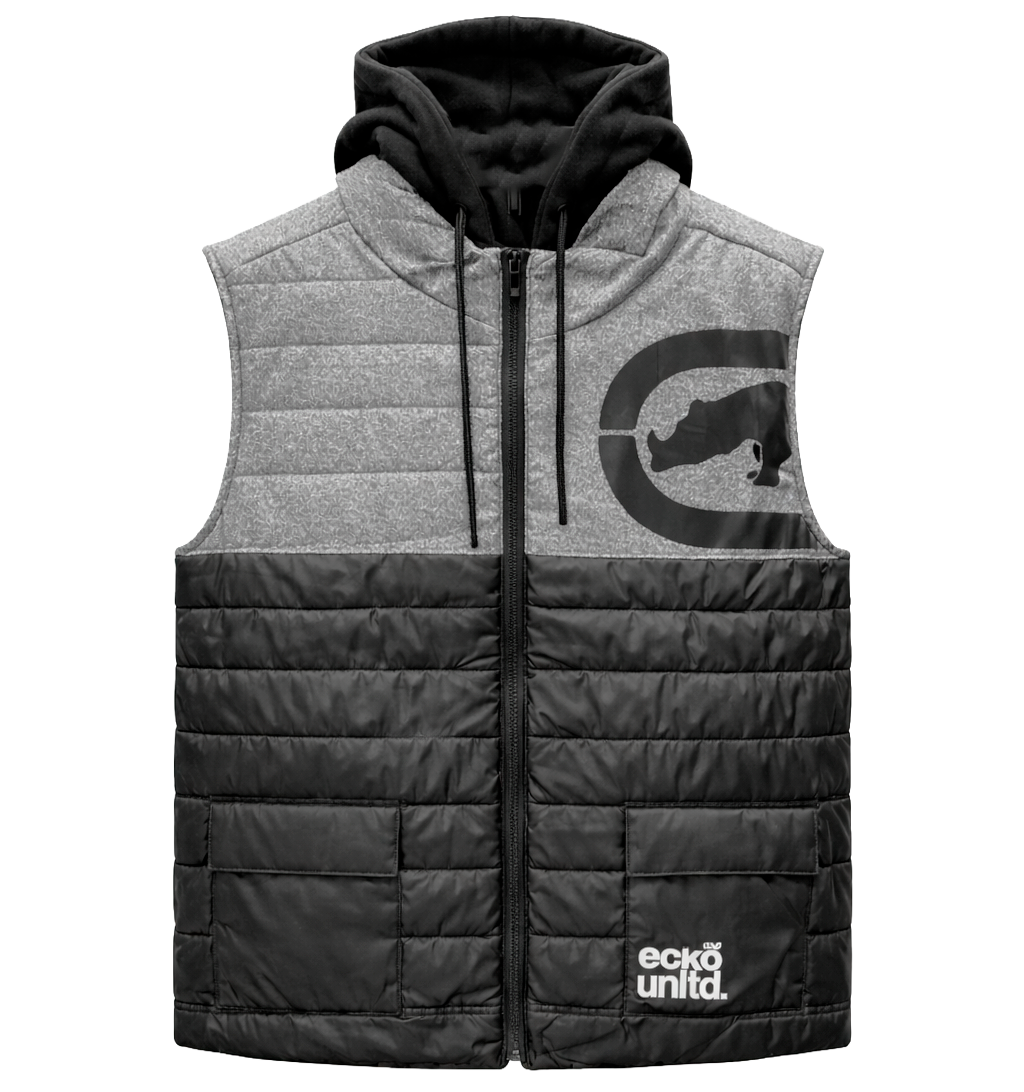 ECKO UNLTD ZIP HOODIE VEST GREY MARLED/BLACK - EO32O354 - Steal Deal