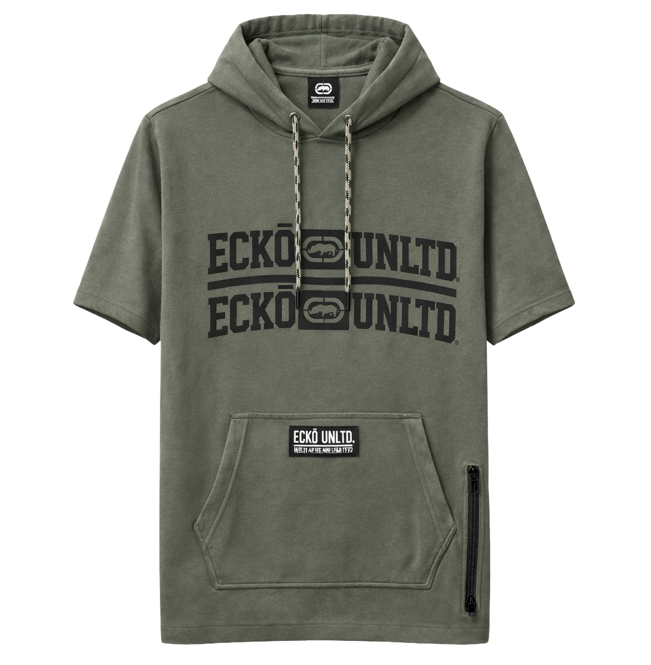 ECKO UNLTD S/S HOODIE T-SHIRT OLIVE HTR - EO14K1576