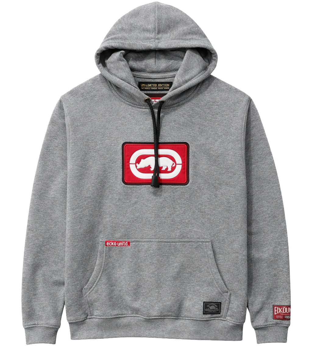 ECKO UNLTD FLEECE HOODIE HEATHER GREY - EO33H1088
