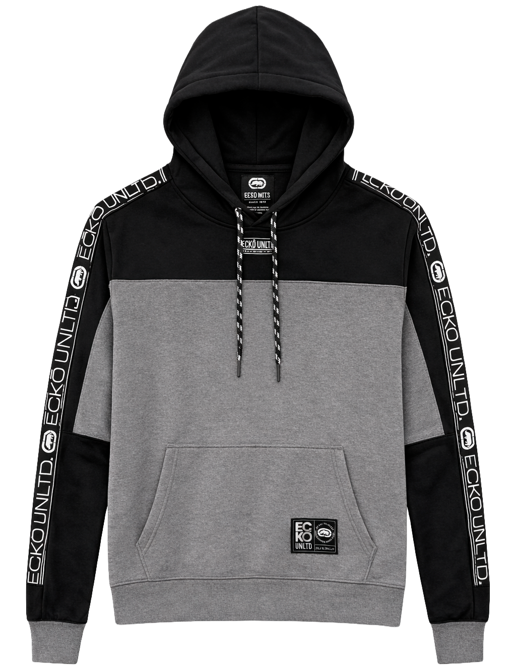 ECKO UNLTD FLEECE HOODIE GREY MARLED/BLACK - EO34H1207