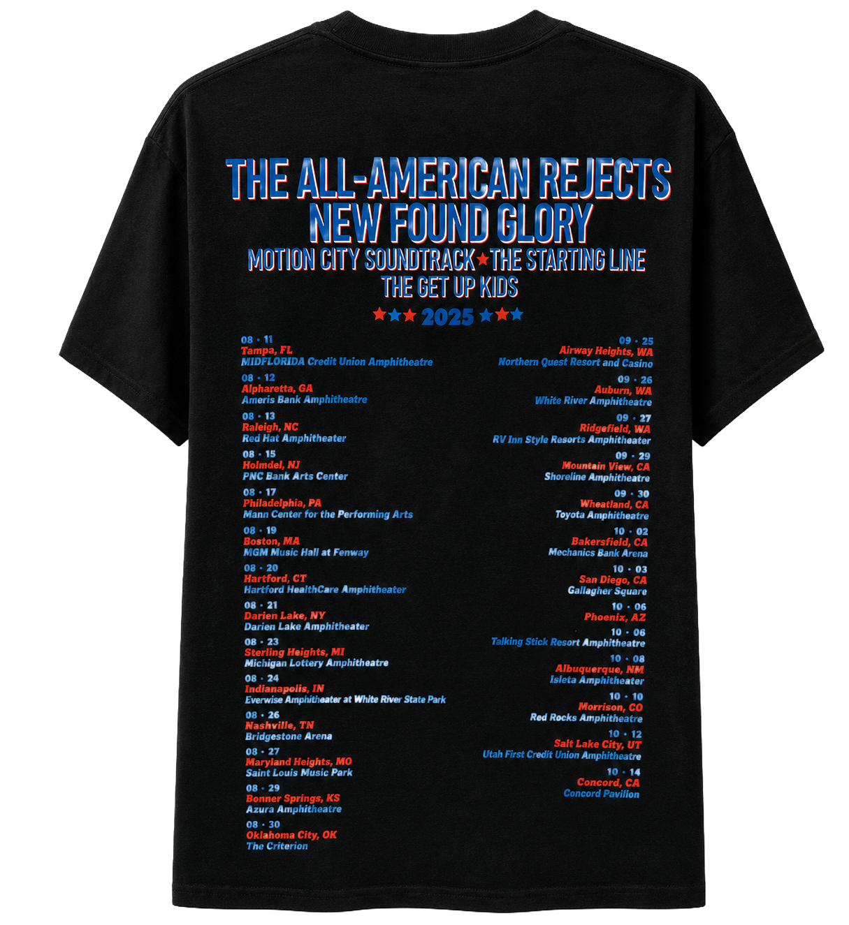 LICENSED ALL AMERICAN REJECTS TOUR T-SHIRT BLACK - AAREJECTS