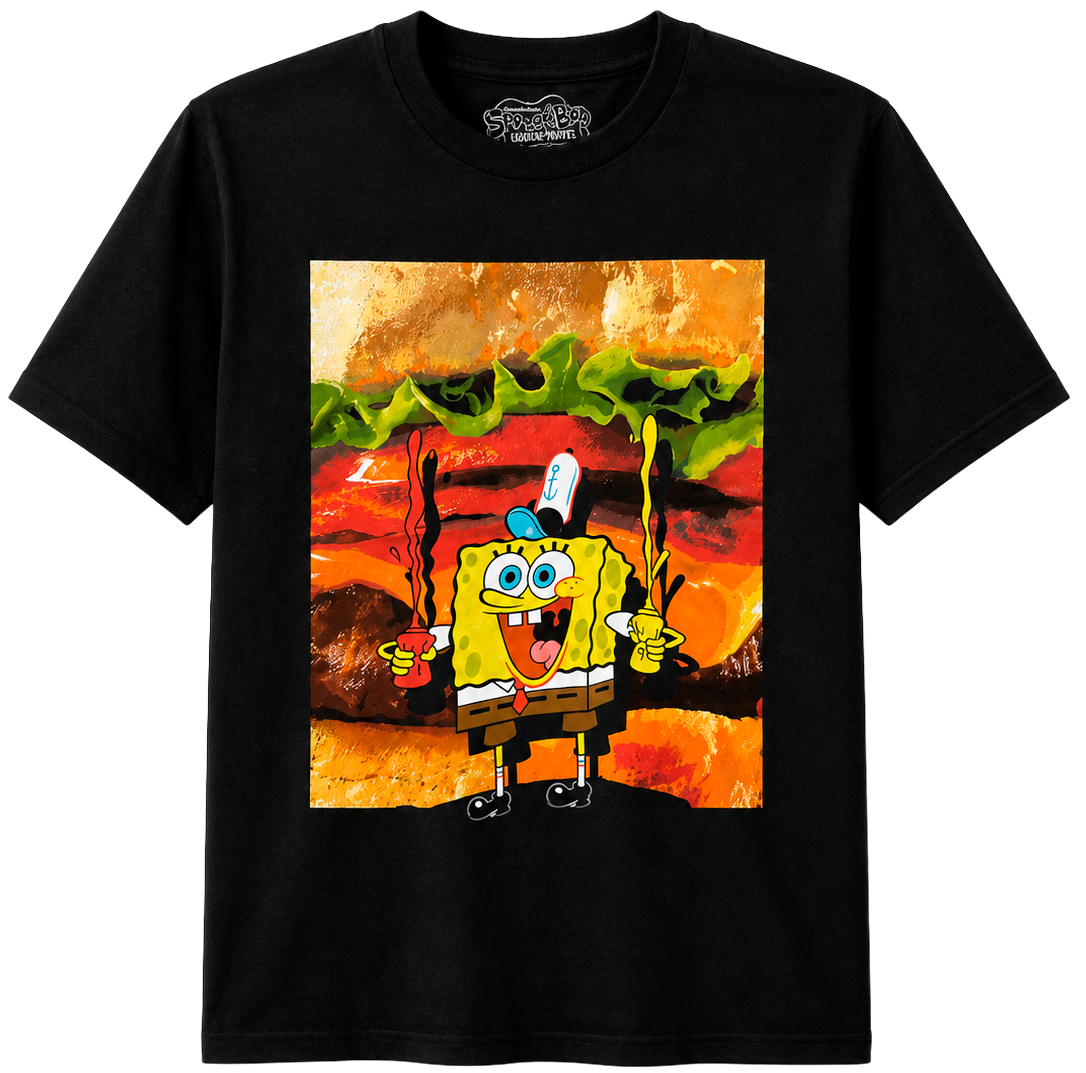 YOUTH BOYS LICENSED T-SHIRT (IR) BLACK - SPONGEBOB