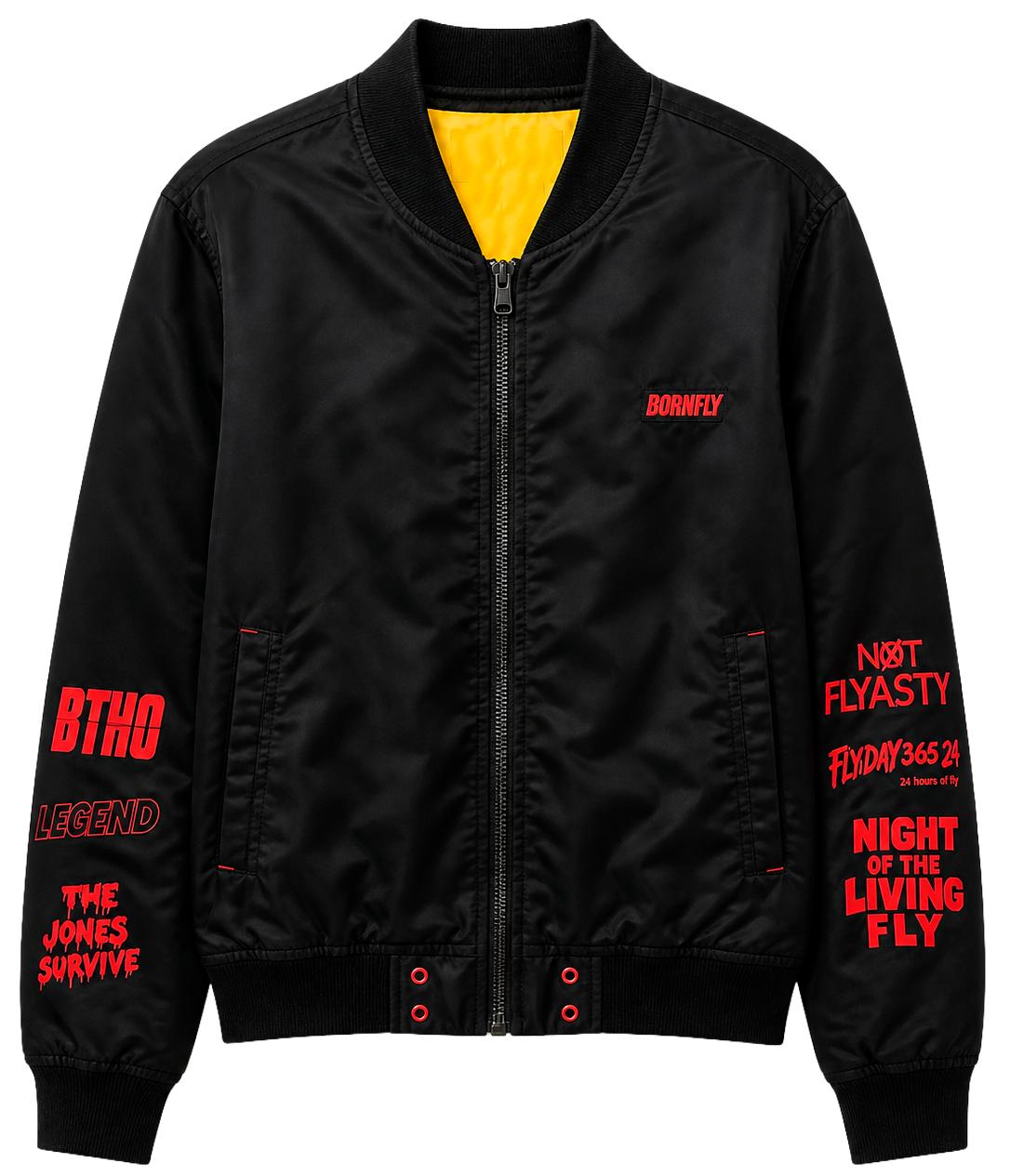 BORN FLY SATIN VARSITY JACKET BLACK - 2109O4194