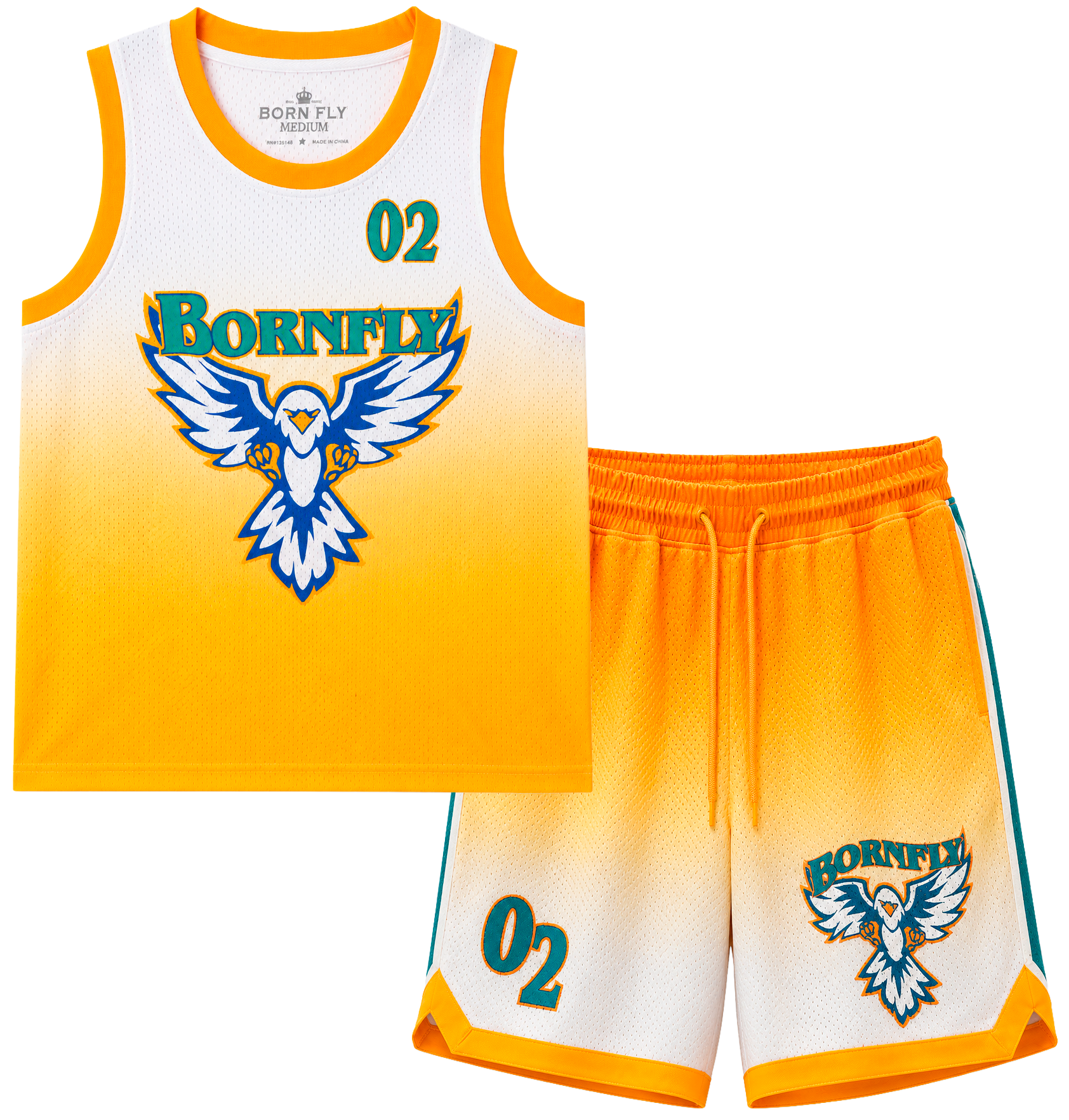 BORN FLY BASKETBALL JERSEY SET ORANGE - B05C3042