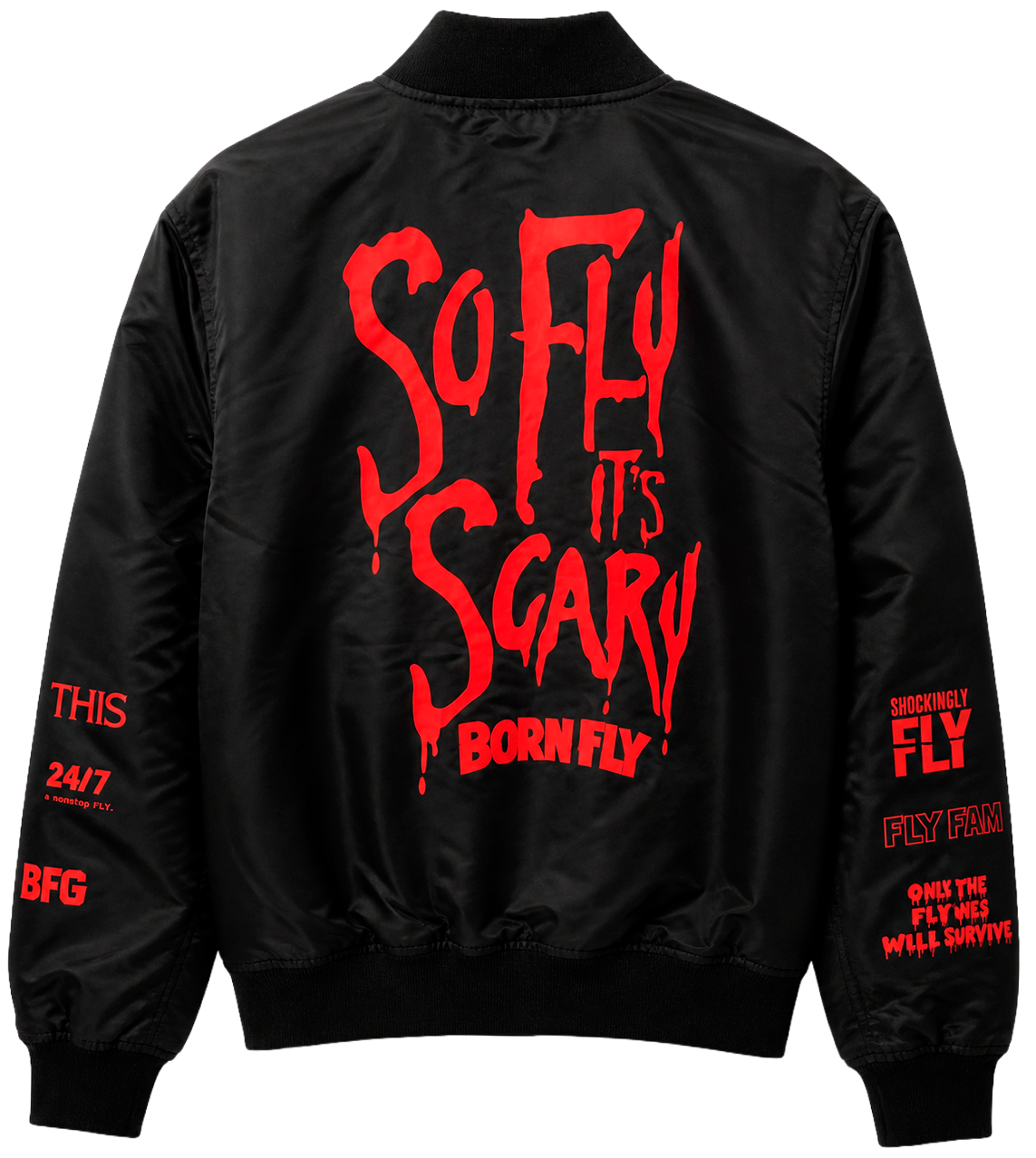 BORN FLY SATIN VARSITY JACKET BLACK - 2109O4194
