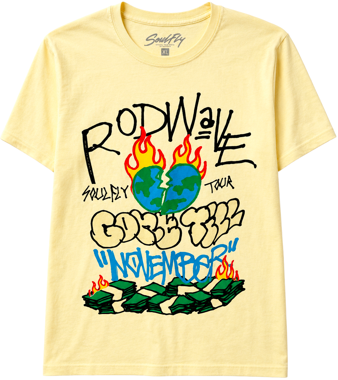 LICENSED MUSIC GRAPHIC T-SHIRT YELLOW - ROD WAVE