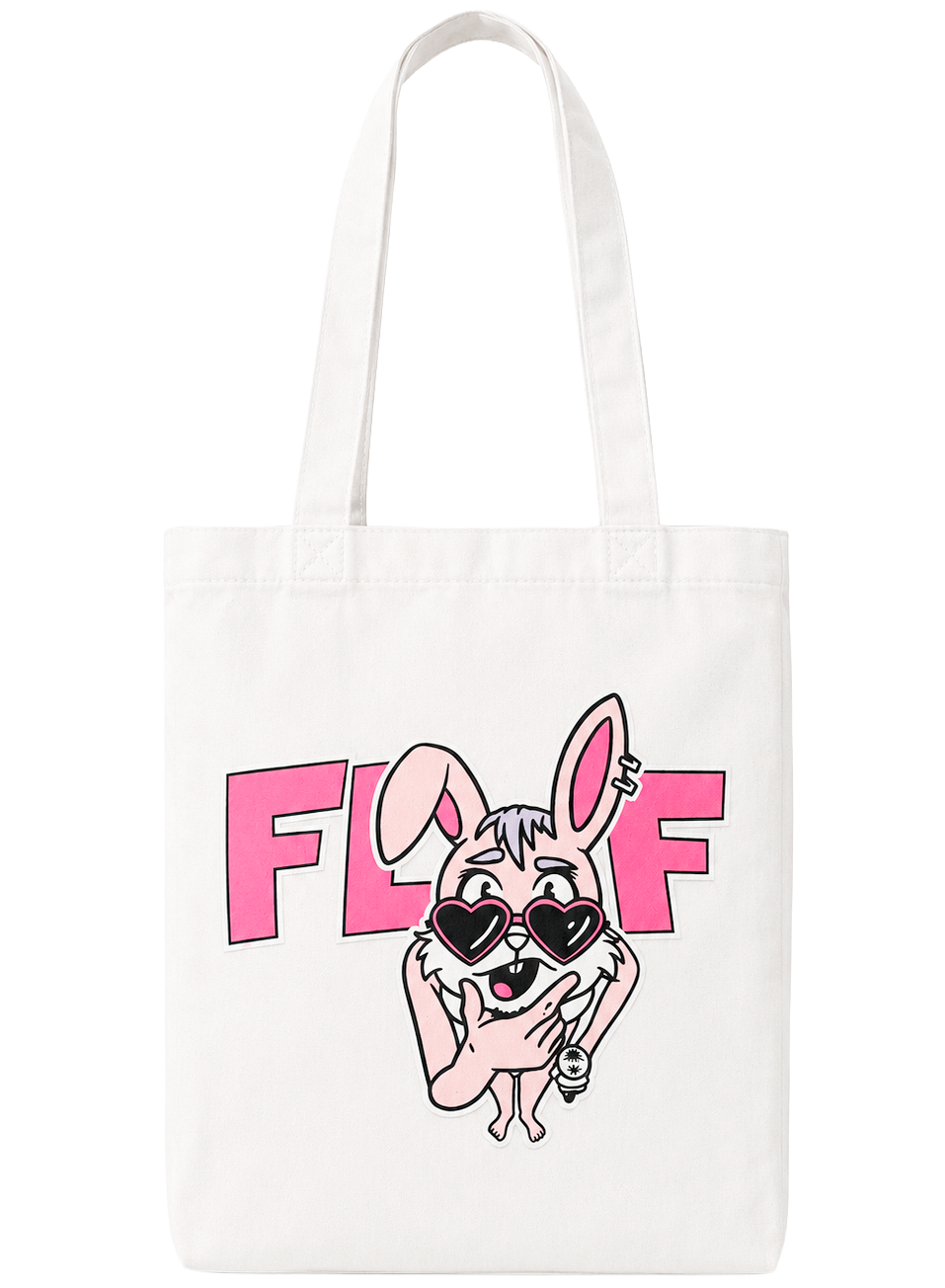 FLUF WORLD BUNNY TOTE BAG WHITE - FLUF-TOTE - Steal Deal