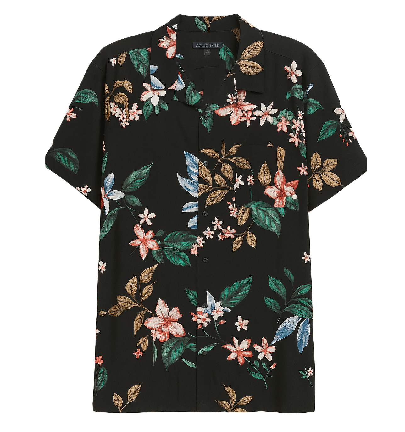 NO BOUNDARIES S/S BUTTON DOWN BLACK FLORAL - NB14100095928B