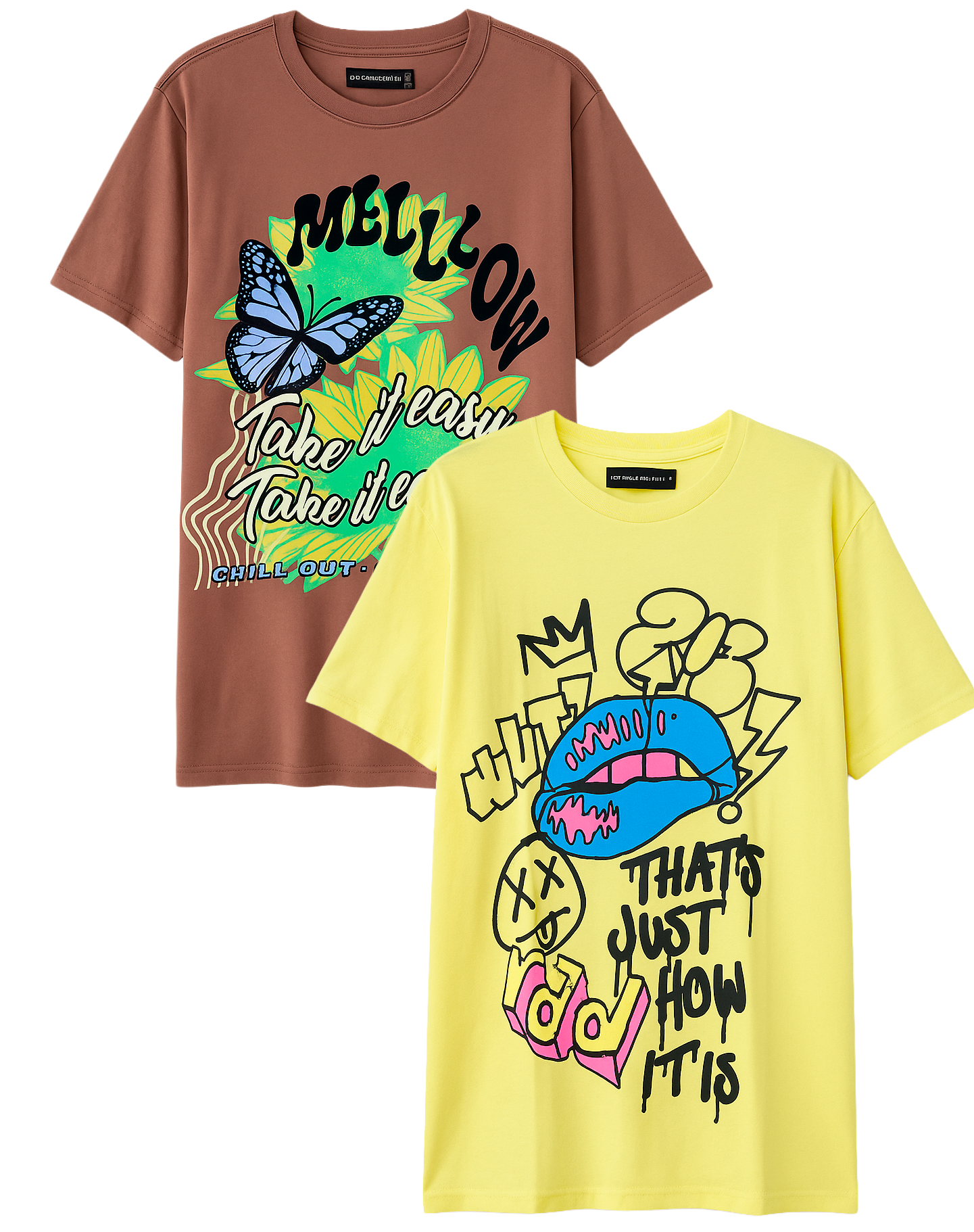 MEN'S ASSORTED 2 PACK T-SHIRTS BROWN & YELLOW - NB24100095917