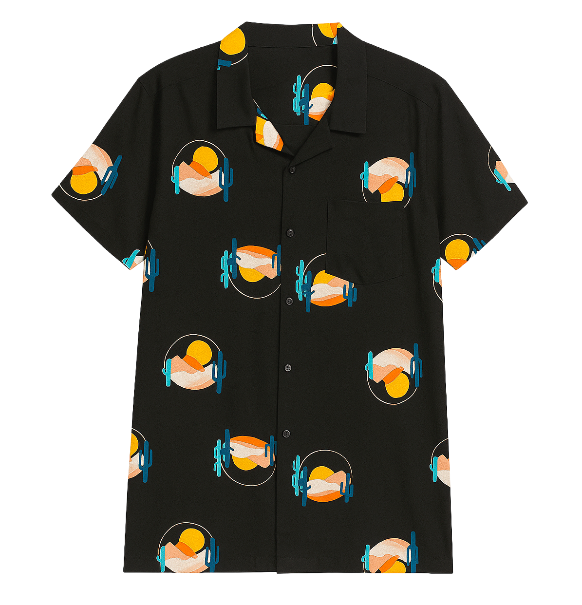 NO BOUNDARIES S/S BUTTON DOWN BLACK SOOT SUNSET - NB25100132468
