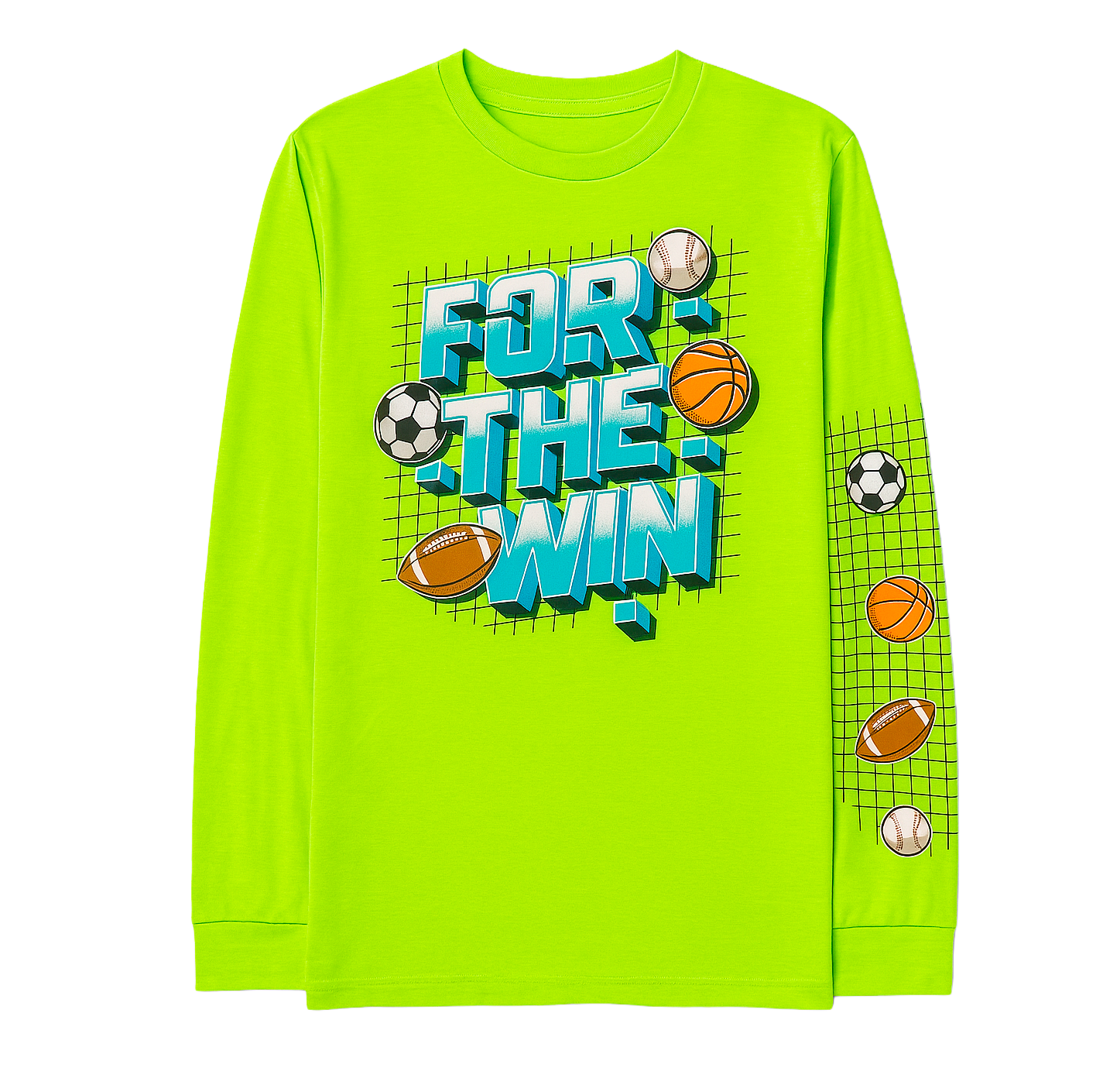 YOUTH BOYS TEK GEAR SPORTS L/S SHIRT NEON GREEN - ET23A004RZG