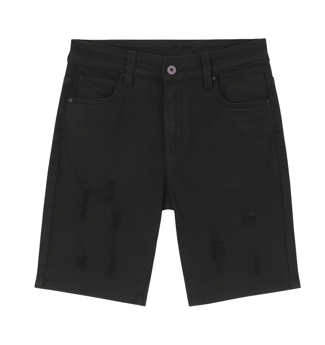 CRYSP DENIM DISTRESSED SHORTS BLACK - CRYSPSUM24-035