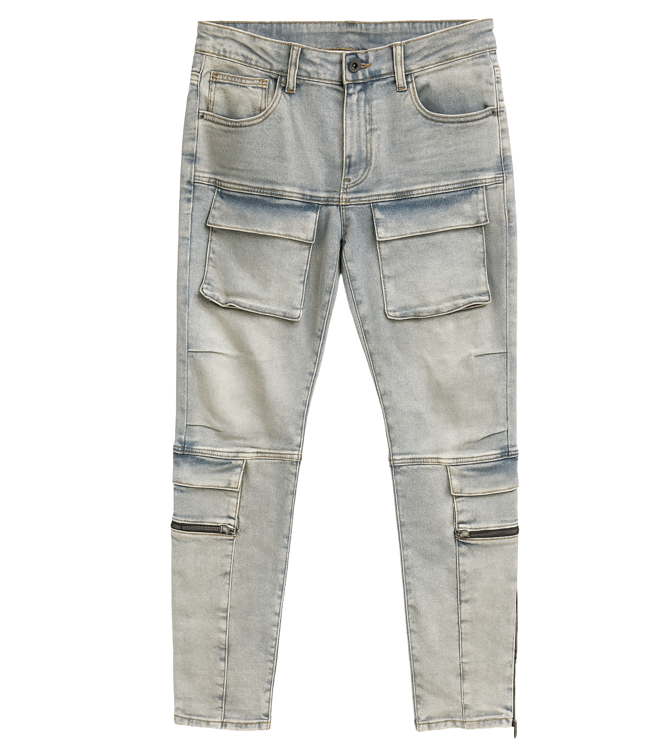 CRYSP DENIM PREMIIUM CARGO JEANS LIGHT BLEACH - CRYSP25-107