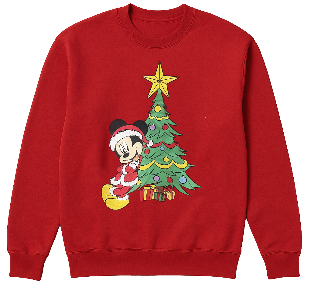 LICENSED DISNEY MICKEY MOUSE HOLIDAY CREWNECK RED - 2DNY6535
