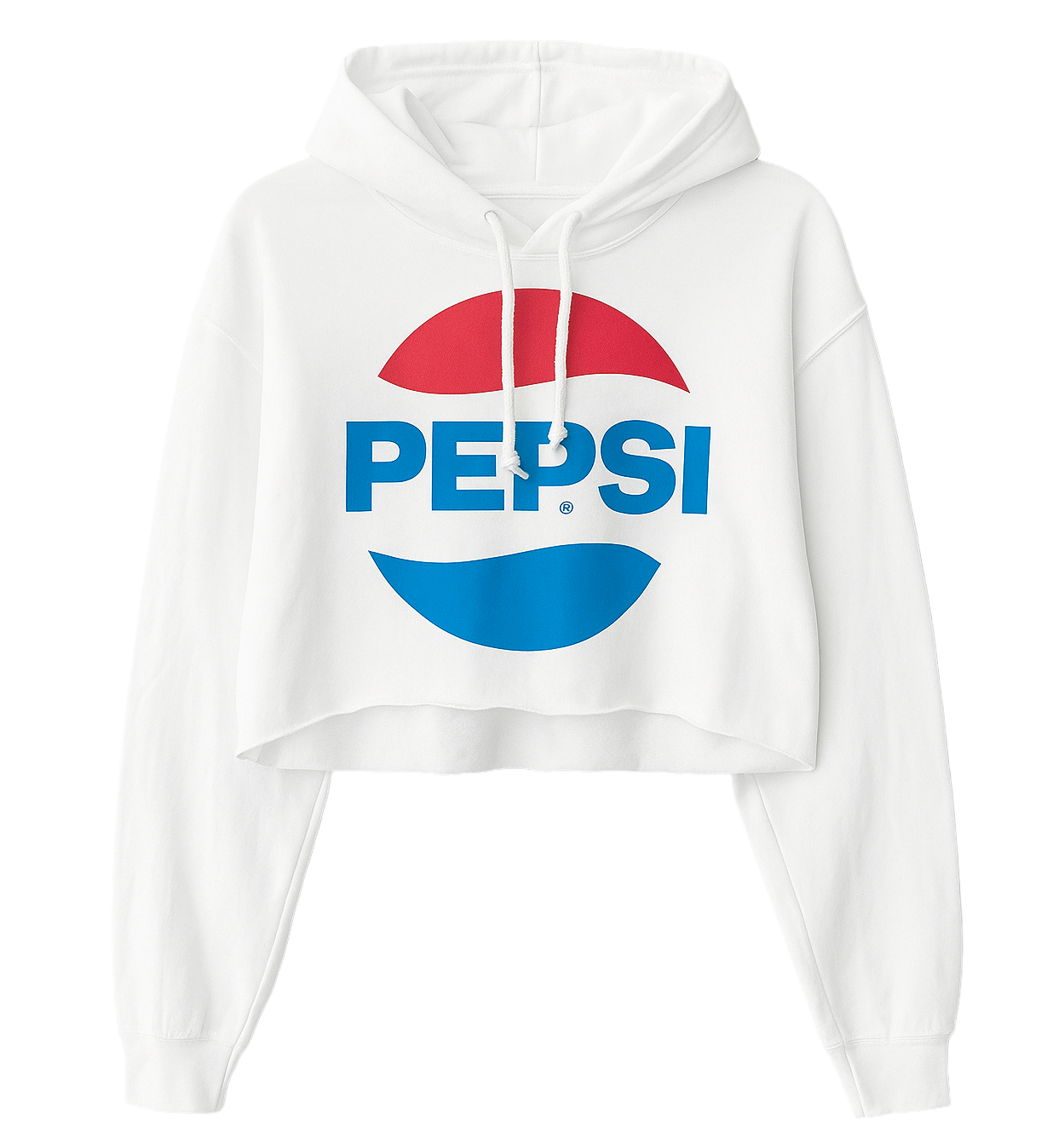 WOMENS LICENSED LOGO CROPPED HOODIE WHITE - PEPSI