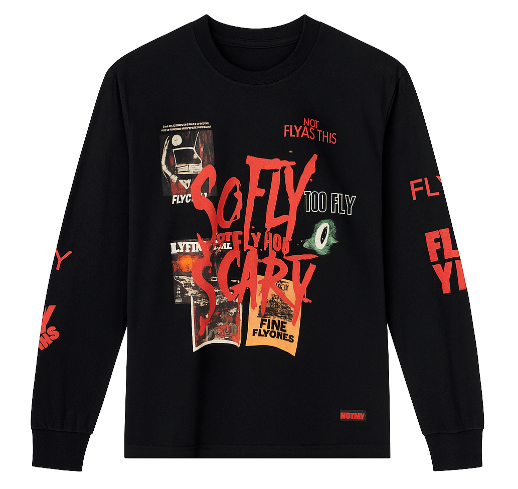 BORN FLY GRAPHIC LONG SLEEVE SHIRT BLACK - 2109T4332