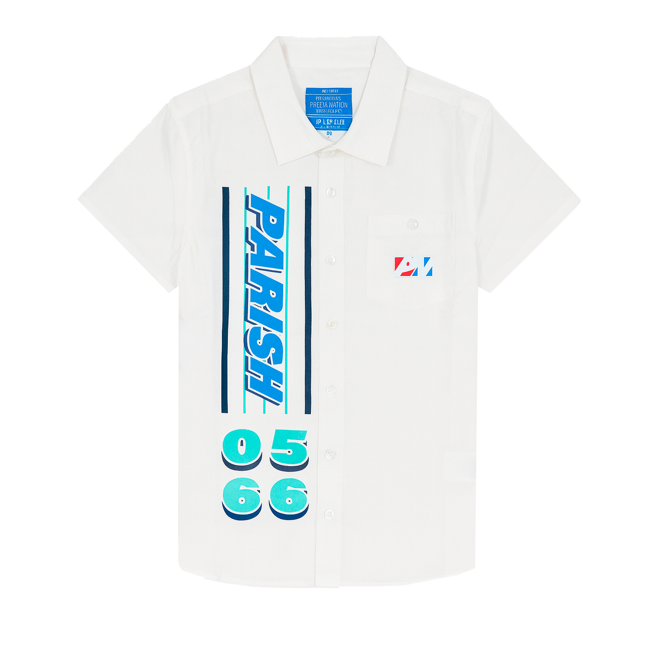 YOUTH PARISH NATION S/S BUTTON DOWN SHIRT WHITE - N04W2952