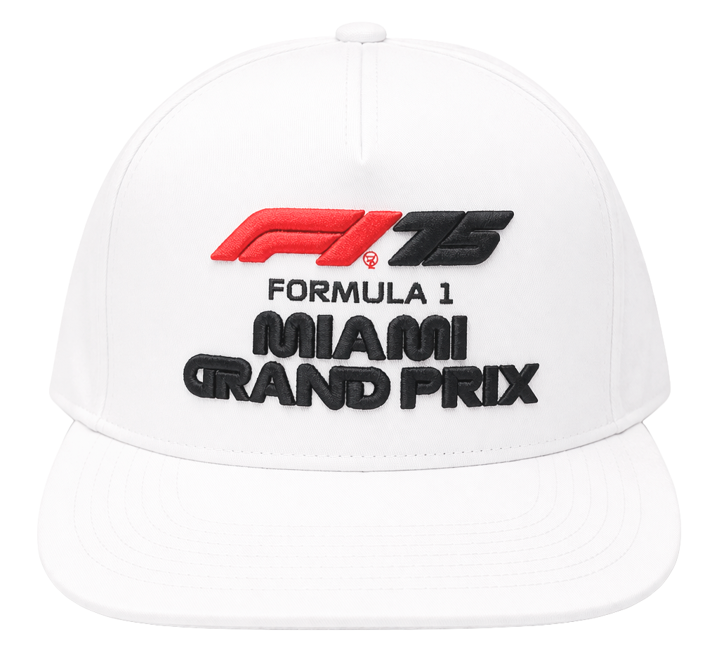 FORMULA 1 FLAT BRIM SNAPBACK HAT WHITE - MIAMI GP - Steal Deal