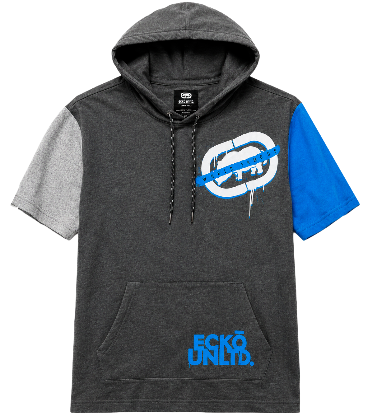 ECKO UNLTD S/S HOODIE SHIRT CHARCOAL HEATHER - EO12K896