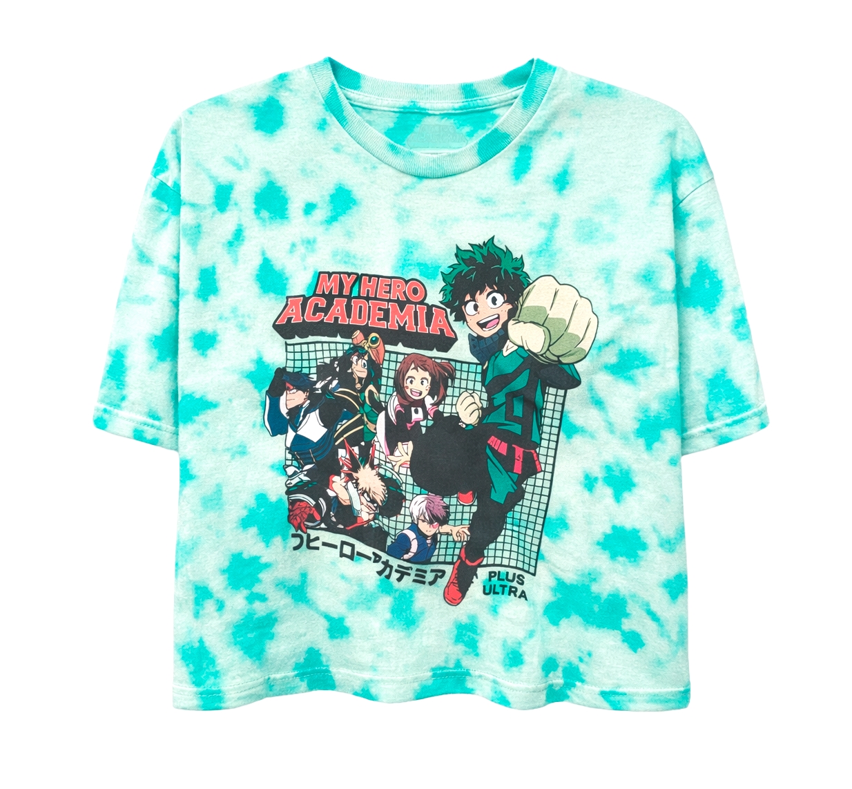 WOMENS MY HERO ACADEMIA CROP TOP TIE DYE TEAL - TS9WT5MHA