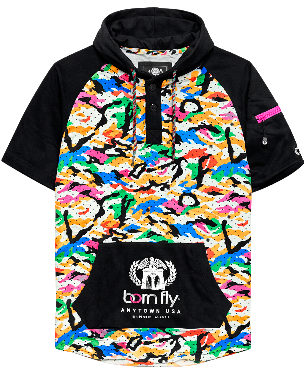 BORN FLY PREMIUM S/S SHIRT HOODIE BLACK - 1605H1738