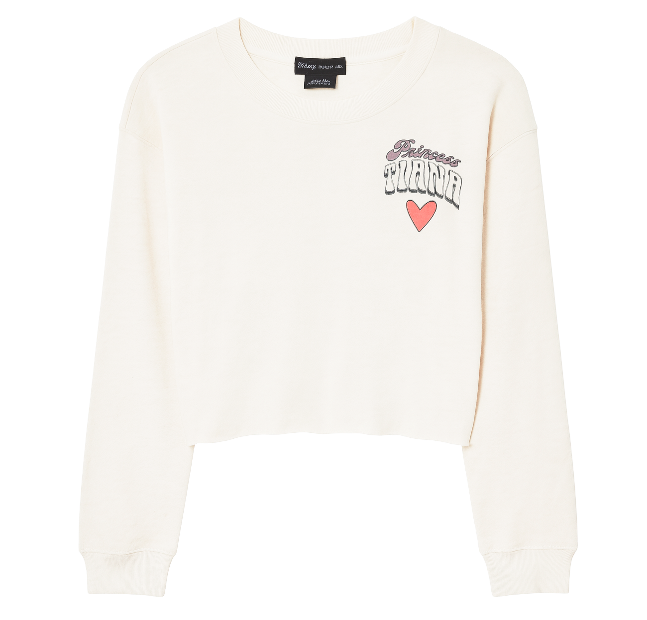 WOMENS LICENSED DISNEY TIANA CREWNECK L/S CROP CREAM - DNCPD25