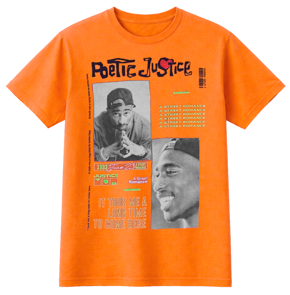 LICENSED TUPAC POETIC JUSTICE T-SHIRT ORANGE - 4POE90990