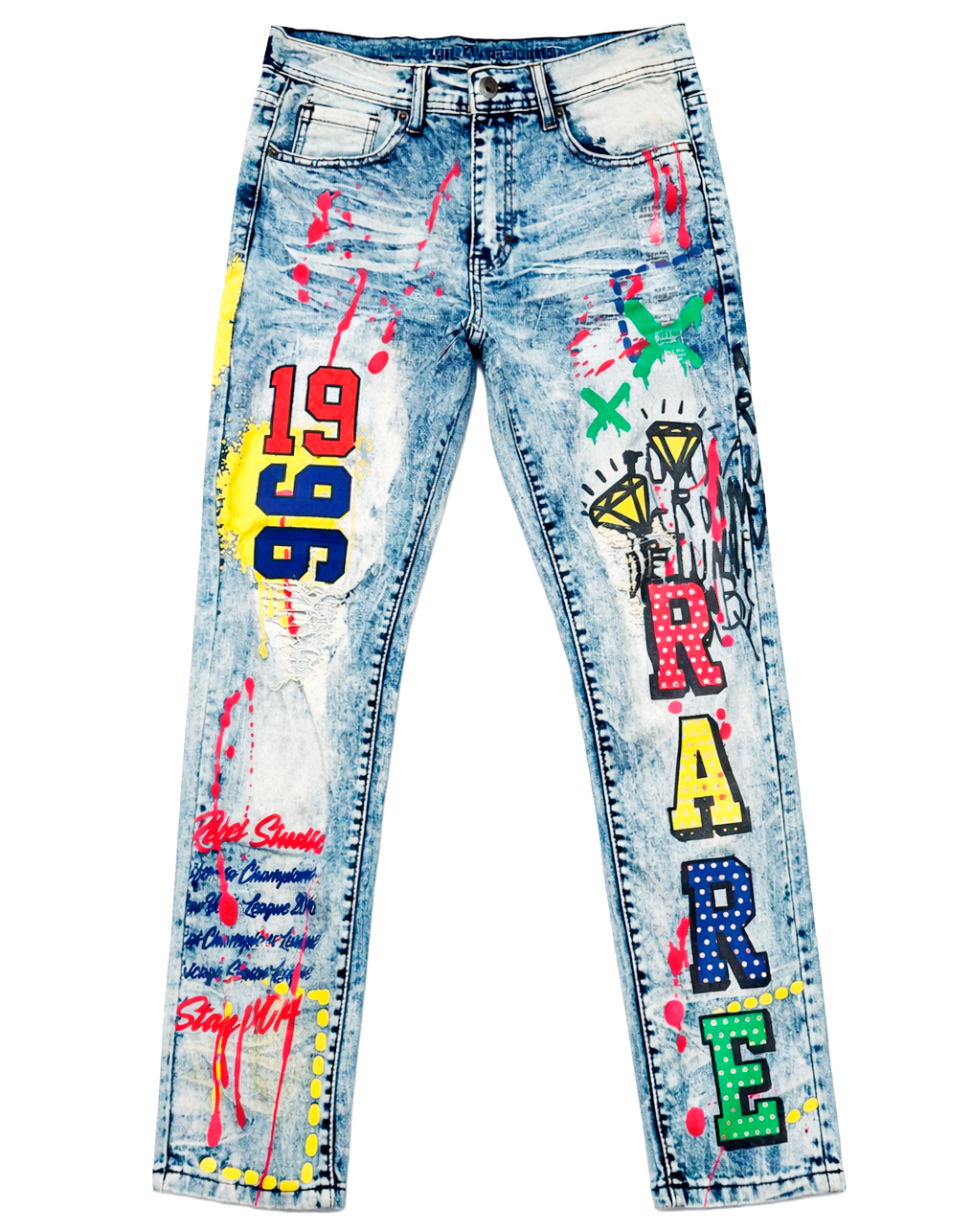 RUE21 SLIM FIT GRAPHIC DENIM JEANS MEDIUM BLUE - 512612