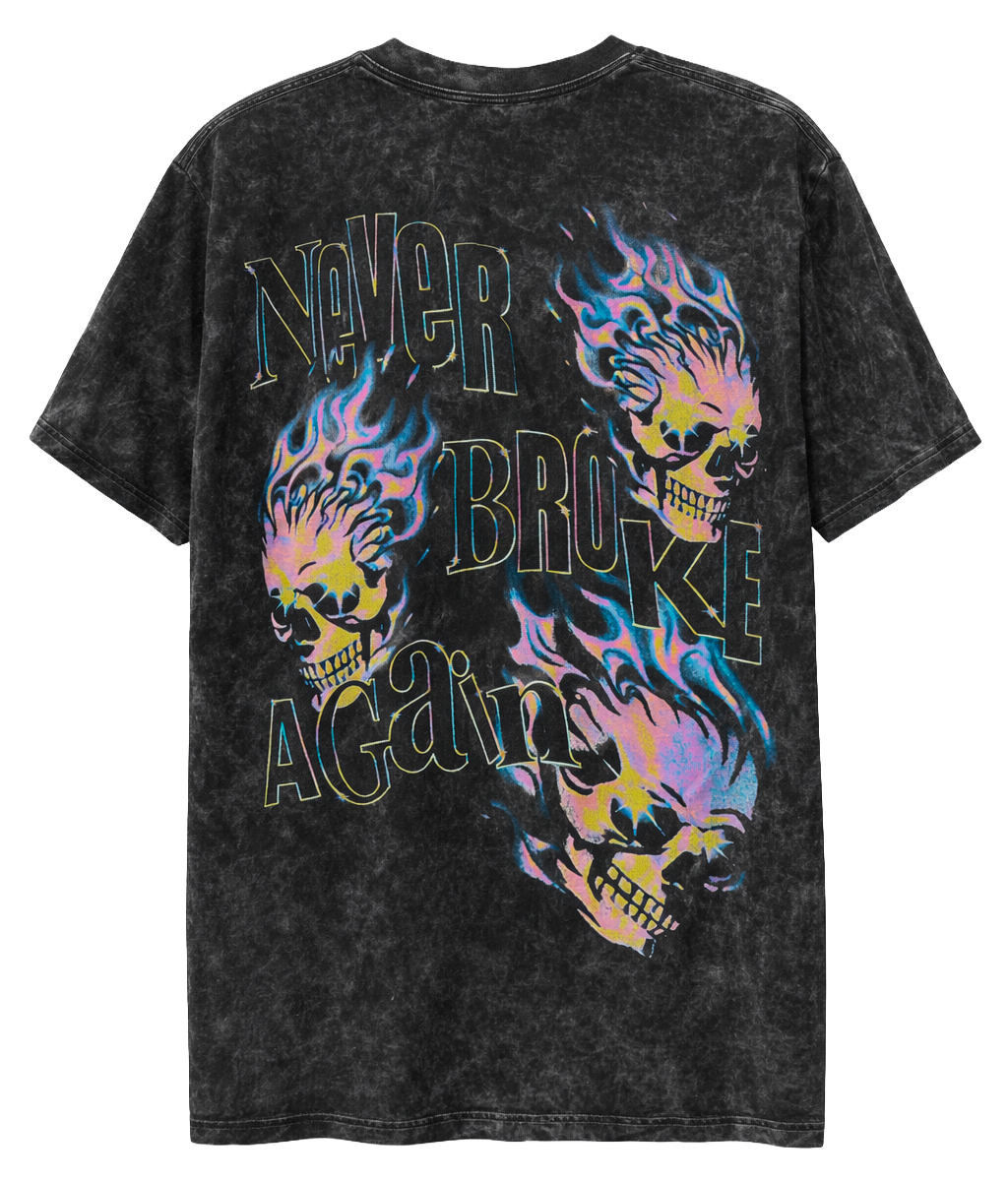 NEVER BROKE AGAIN GRAPHIC T-SHIRT BLACK WASH - YB015