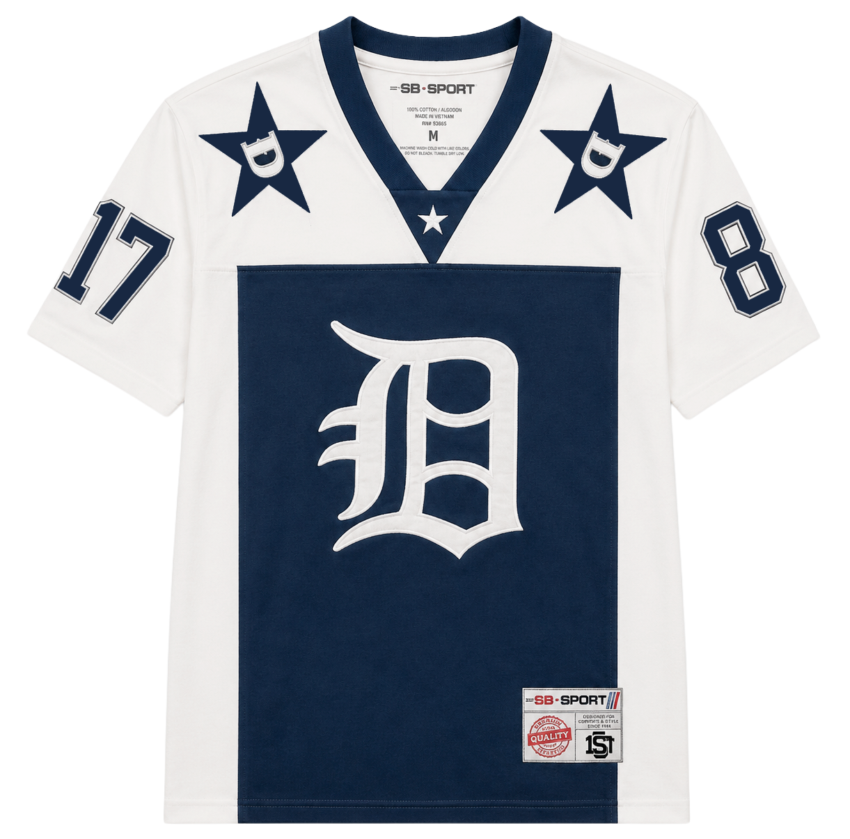 SD SPORT FOOTBALL JERSEY T-SHIRT WHITE/NAVY - SM4108WT
